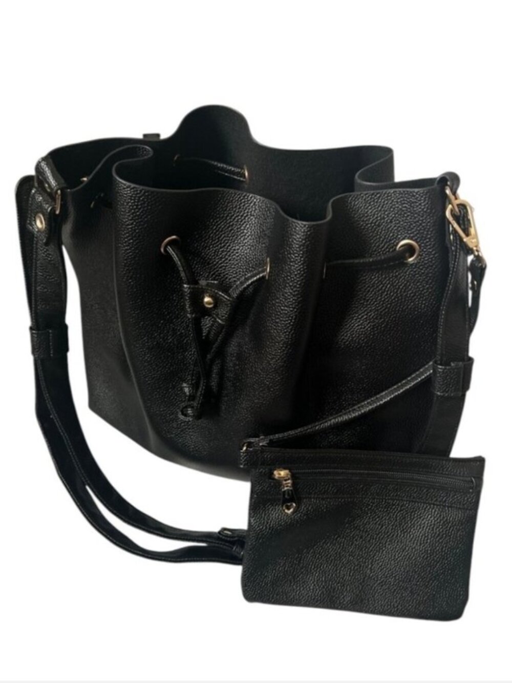 Bella Russo Black Drawstring Bucket Purse